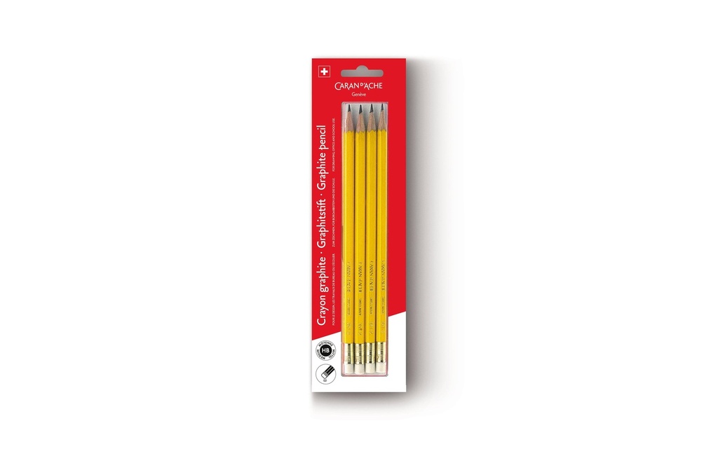 Caran d'Ache Crayon HB, avec gomme, 4 pièces