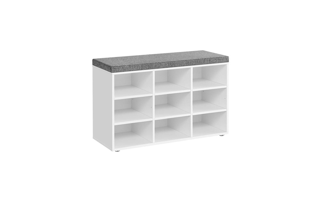 VASAGLE Armoire à chaussures avec rembourrage 78.5 x 48 cm, Gris/Blanc