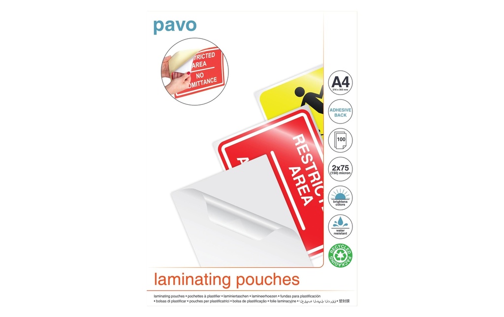 Pavo Film laminé A4, 80 µm, 100 Pièce/s