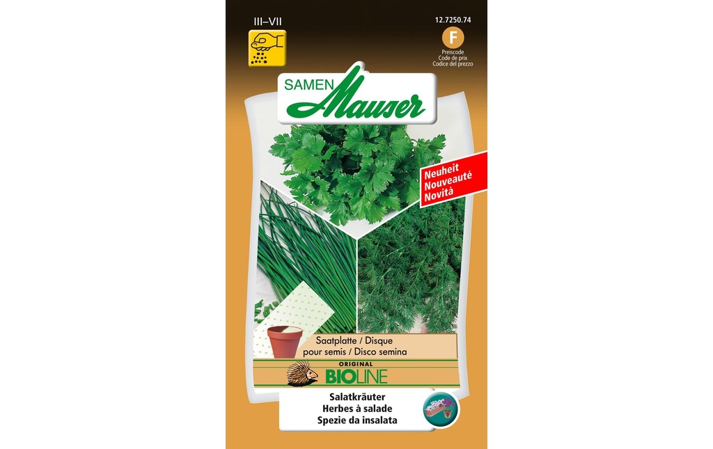 Samen Mauser Plaque de semence Bioline Urban Gardening herbes pour salade