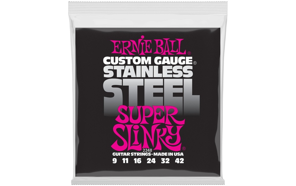 Ernie Ball Cordes de guitare 2248 Slinky Stainless Steel – Super 09-42