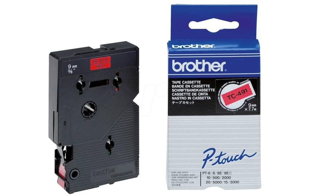 P-TOUCH P-touch ruban 9mm rouge-noir
