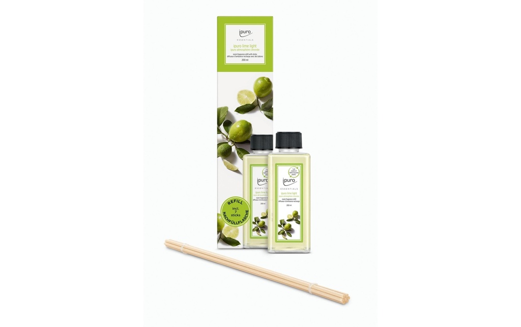 ipuro Bâtonnets parfumés Recharge Lime Light avec bâtonnets 200 ml