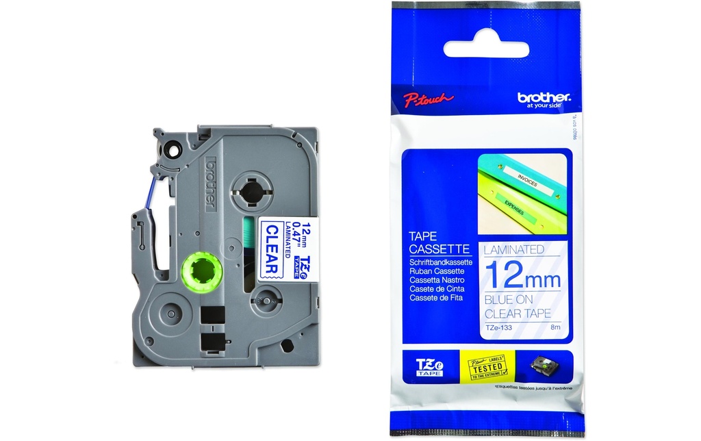P-TOUCH Ruban P-Touch 12mm transp-bleu