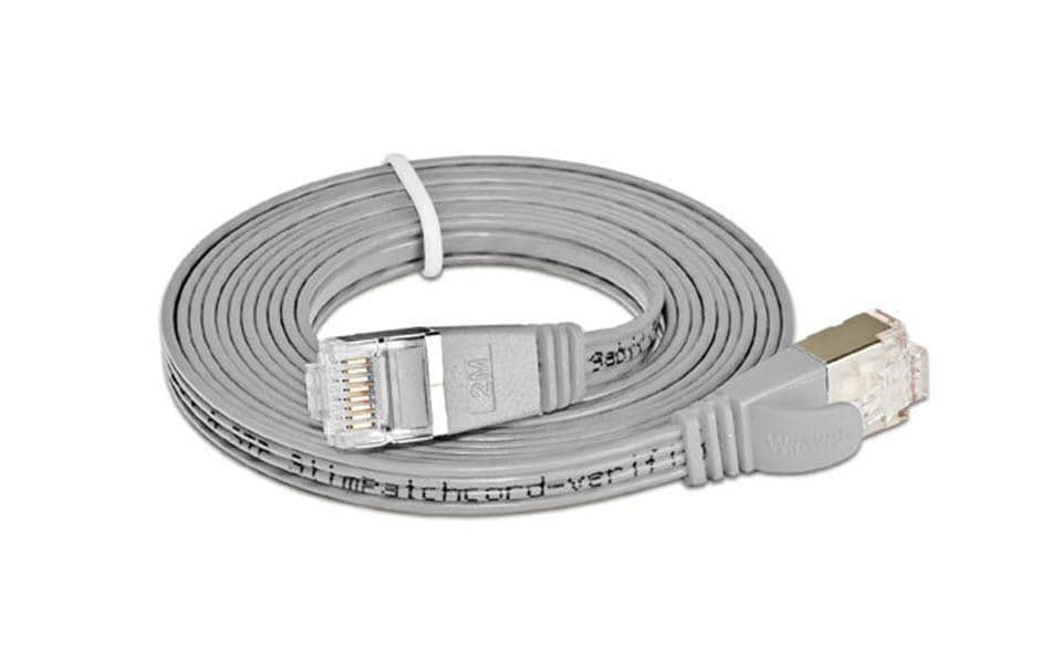 SLIM Câble patch slim RJ-45 - RJ-45, Cat 6, STP, 1 m, Gris