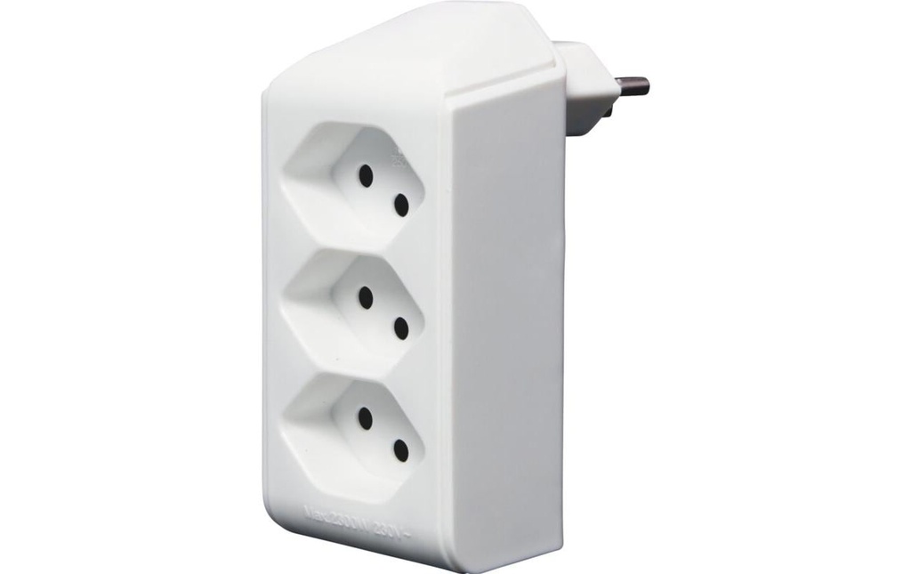 Brennenstuhl Fiche de branchement 3 x T13, pivotant à 300°, blanc