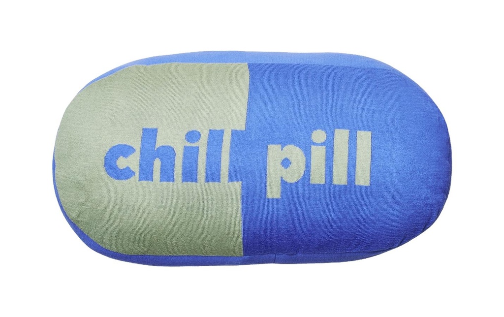 Chic Mic Coussin en coton tricoté Chill Pill 30 x 60 cm, Bleu/Vert