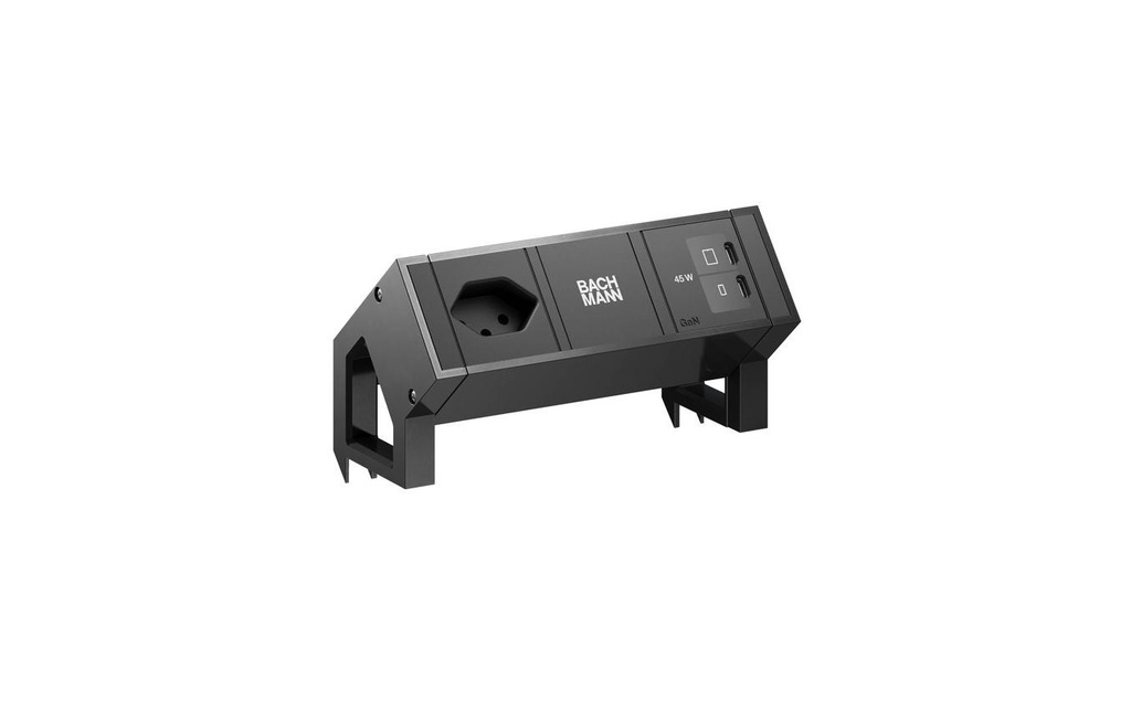 Bachmann Bloc multiprises de table DESK2 1xT13 1xUSB C/C 45W 0.2m RAL9005