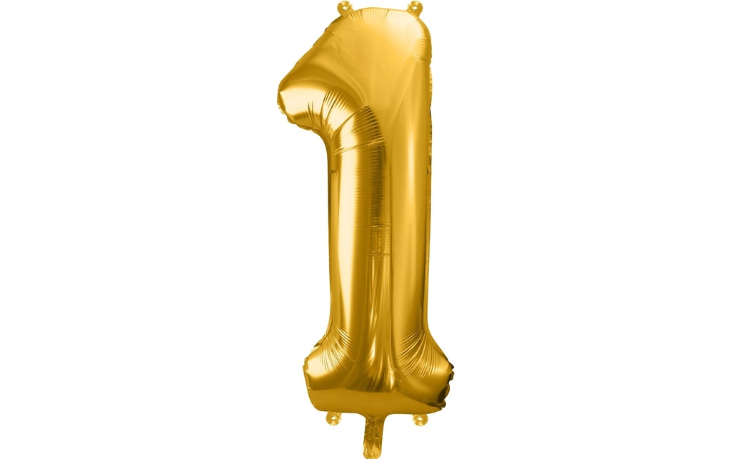 Partydeco Ballon en aluminium Chiffre 1 grand 86 cm, doré, 1 pièce