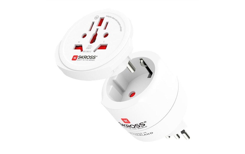 SKROSS Adaptateur de voyage Combo World to CH + IT + BRA