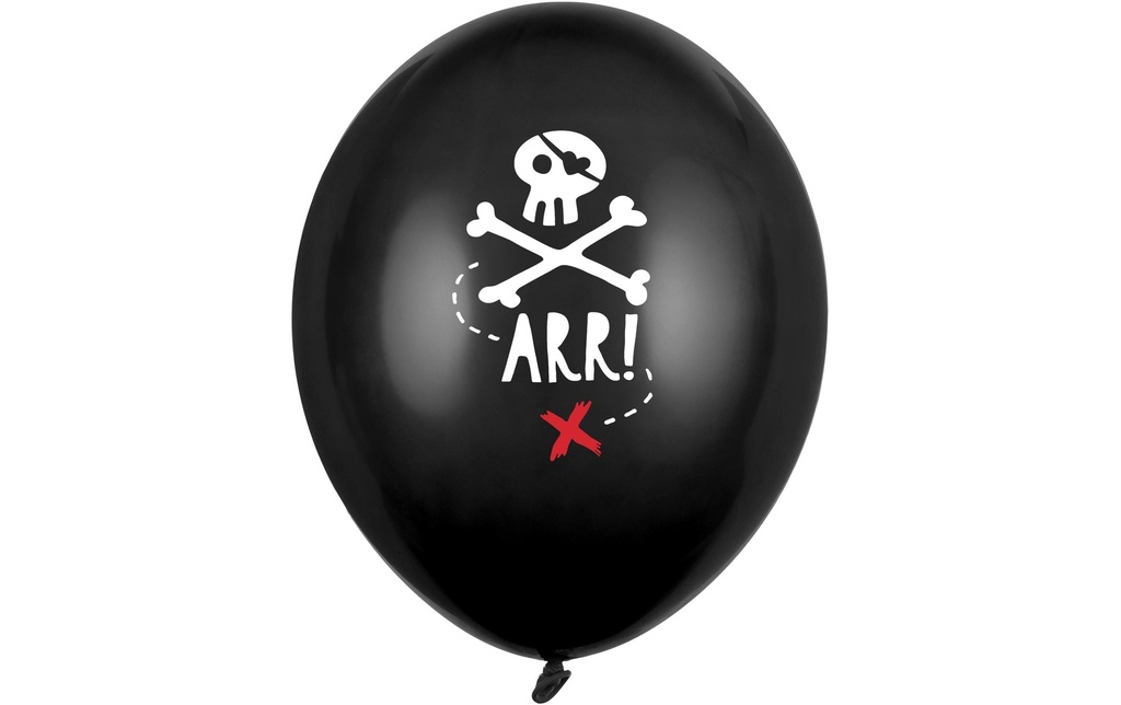 Partydeco Ballon de baudruche Pirates 30 cm, 6 pièces, Noir