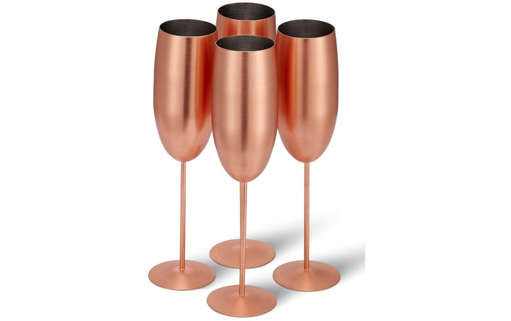 Oak & Steel Verre à champagne 285 ml, 4 Pièce/s, or rose mat