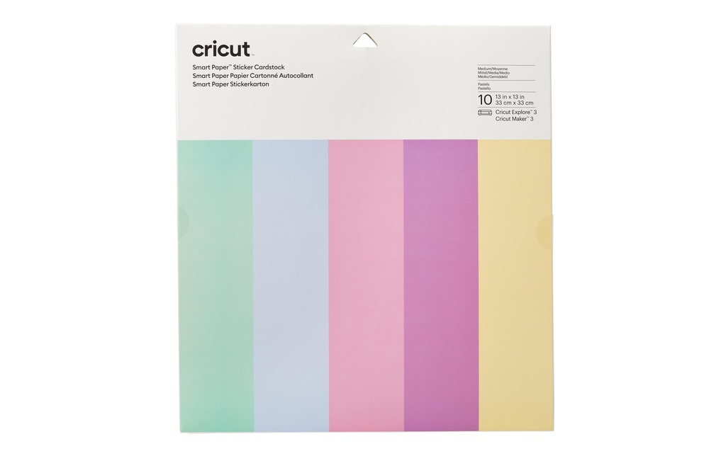 Cricut Papier autocollant Smart 30.5 x 30.5 cm, 10 feuilles, Couleurs pastel