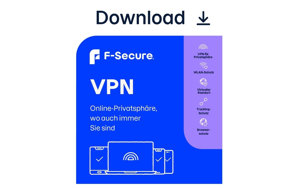 F-Secure Secure VPN ESD, version complète, 5 appareils, 1 an