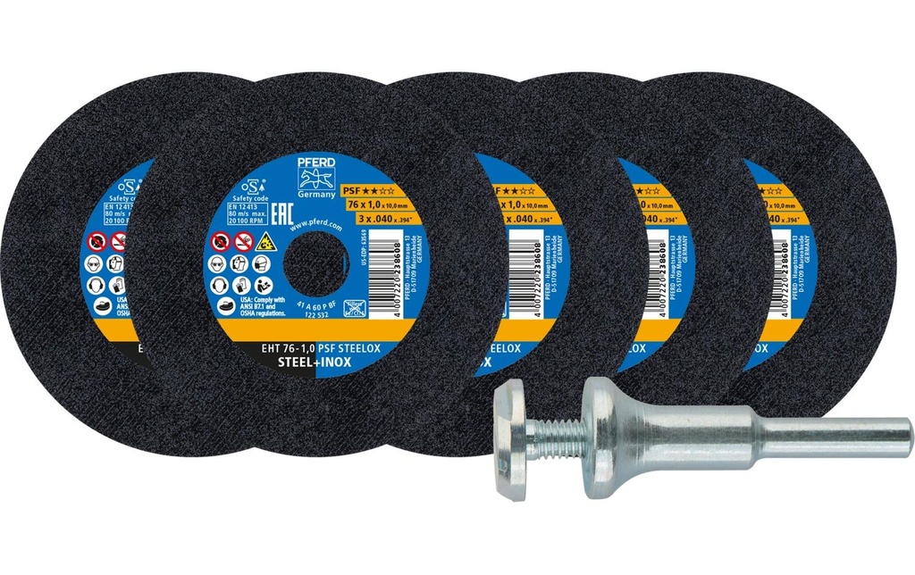Pferd Kit de démarrage disques à tronçonner EHT 76 x 1.0 x 10 mm droit PSF