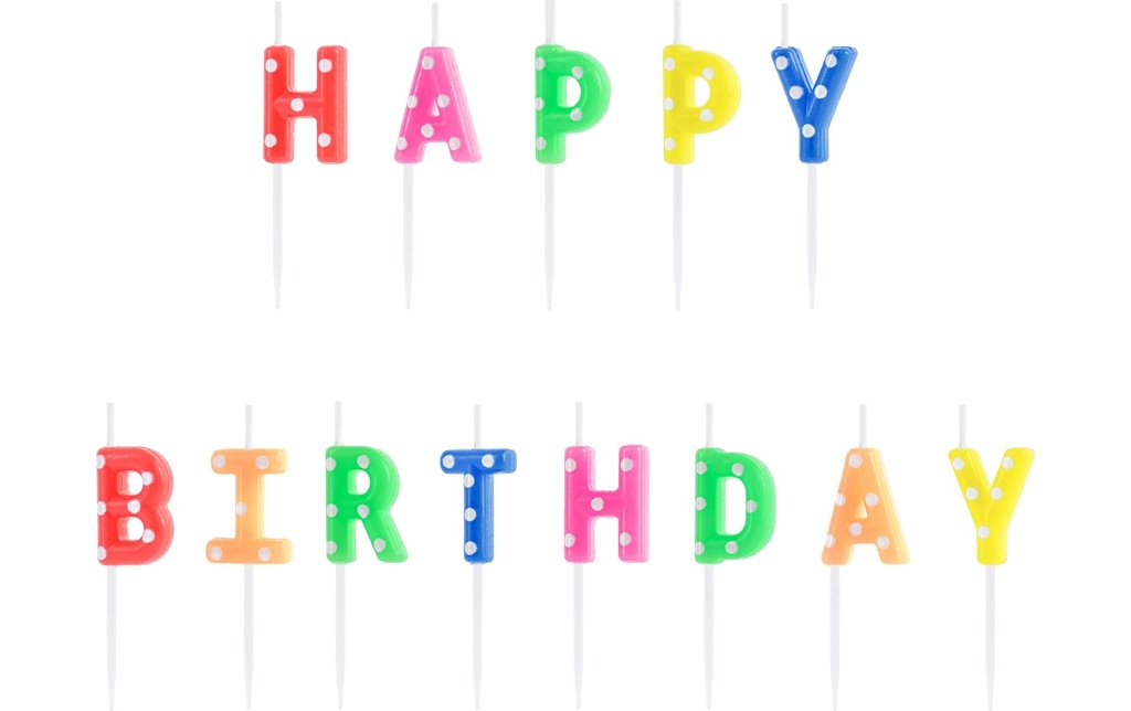 Partydeco Bougie Happy Birthday 2.5 cm, Multicolore
