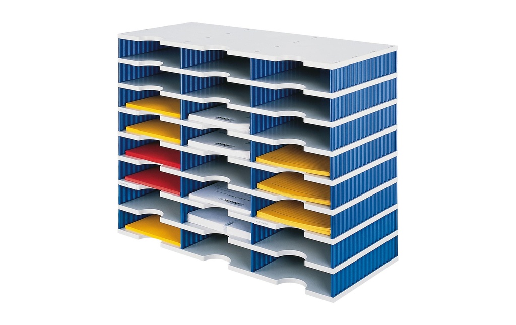 Styro Rangement pour documents styrodoc trio Bleu, 24 compartiments