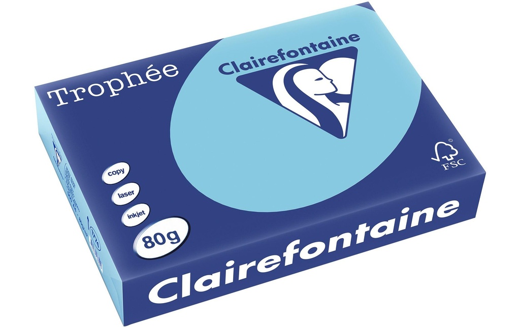 Clairefontaine Papier pour photocopie Trophée A4, 80 g/m², bleu, 500 feuilles