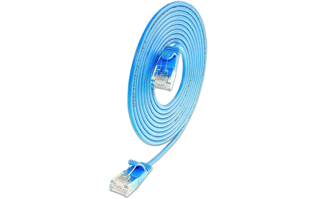 SLIM Câble patch slim RJ-45 - RJ-45, Cat 6A, U/UTP, 5 m, Bleu