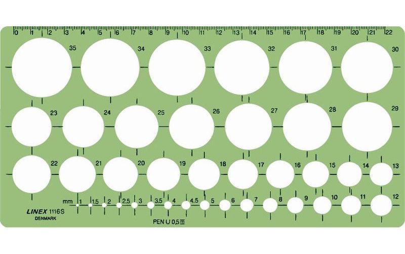 LINEX Gabarit de cercle 1-35mm vert