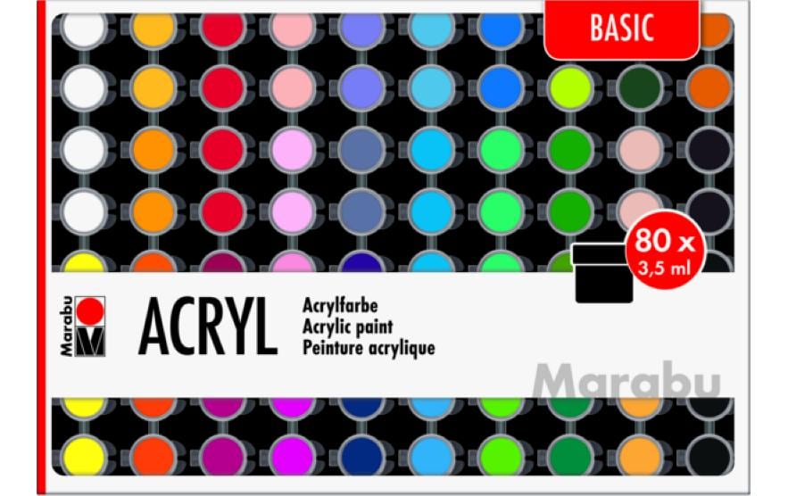 Marabu Peinture acrylique Set Basic, 80 x 3,5 ml
