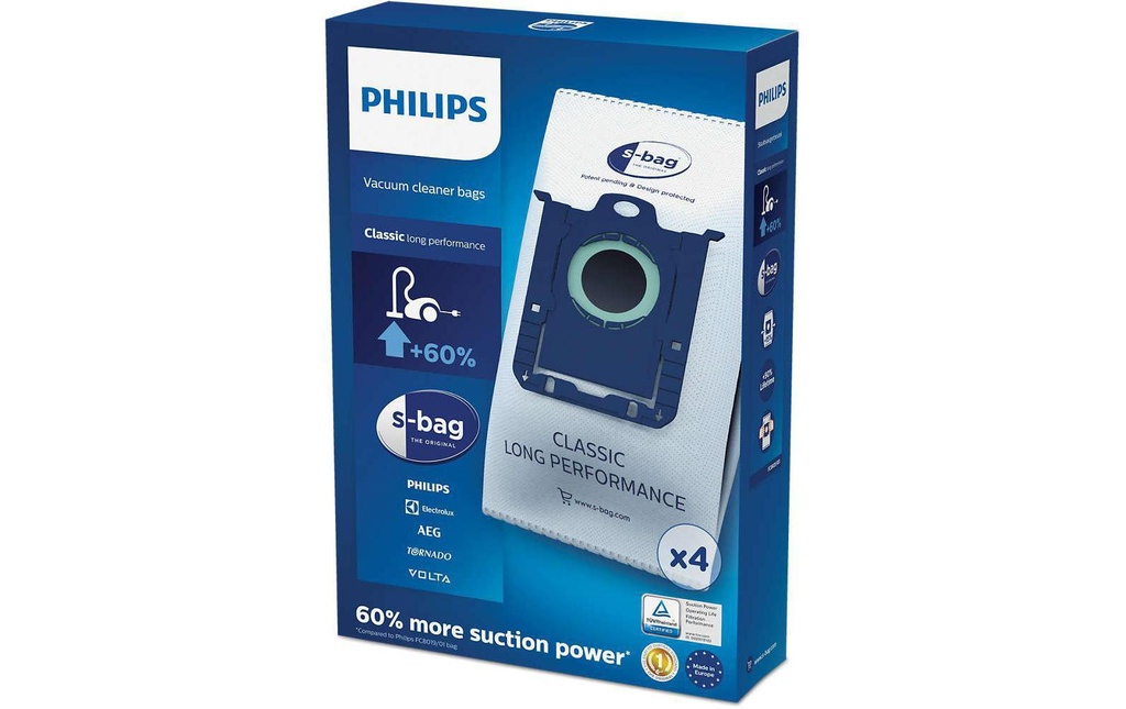 Philips Sac filtrant pour aspirateur s-Bag FC8021/03 4 Pièce/s