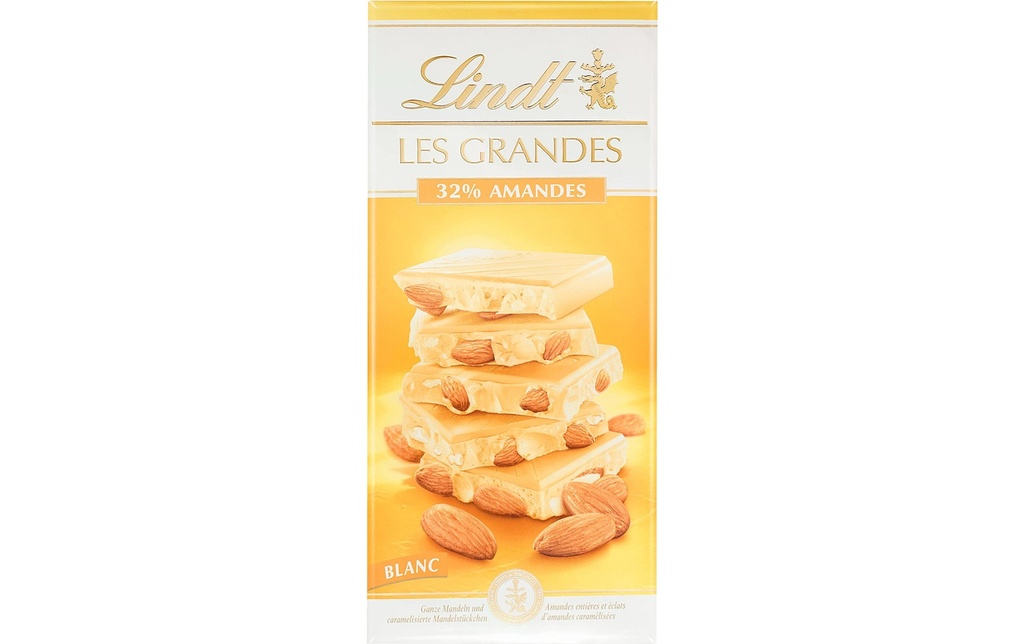 Lindt Tablette de chocolat Les Grandes Blanches Amande 150 g