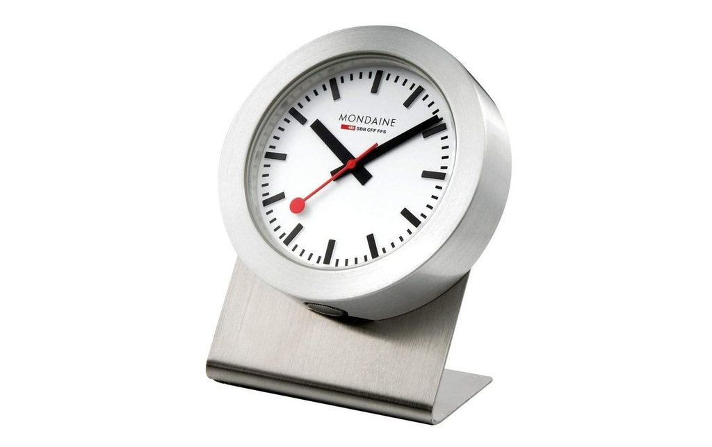 Mondaine Horloge de bureau Avec aimant Ø 5 cm, Argenté/Blanc