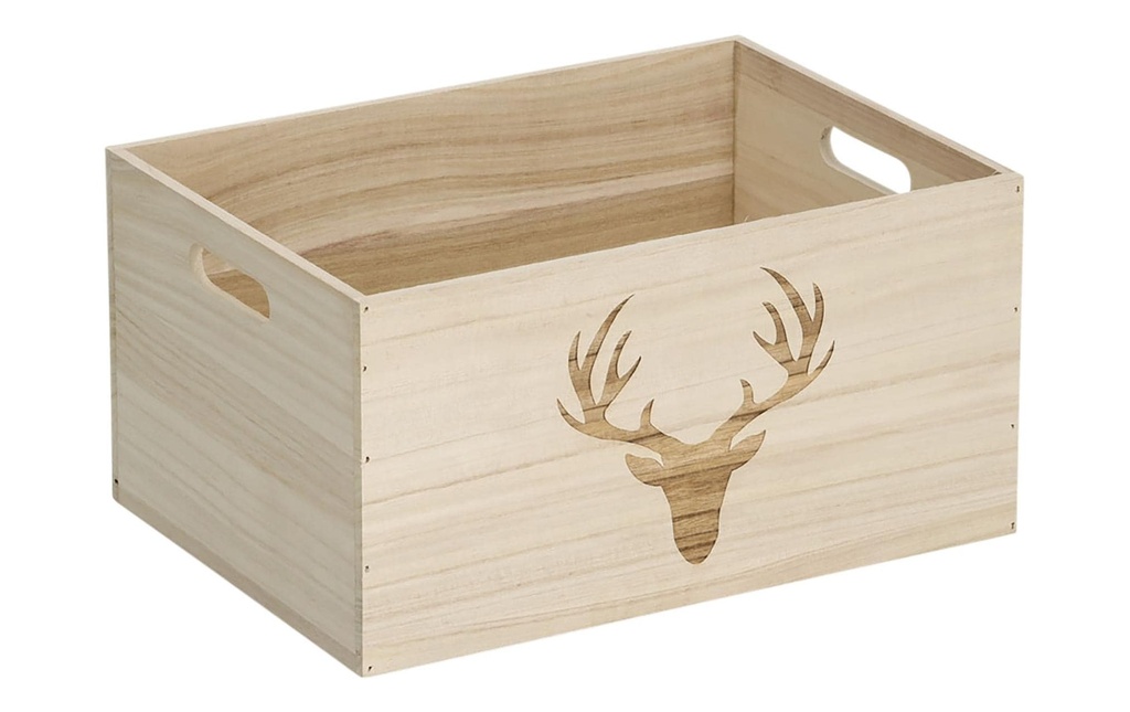 Zeller Present Caisse de rangement avec cerf 35 x 25 x 18 cm, Nature