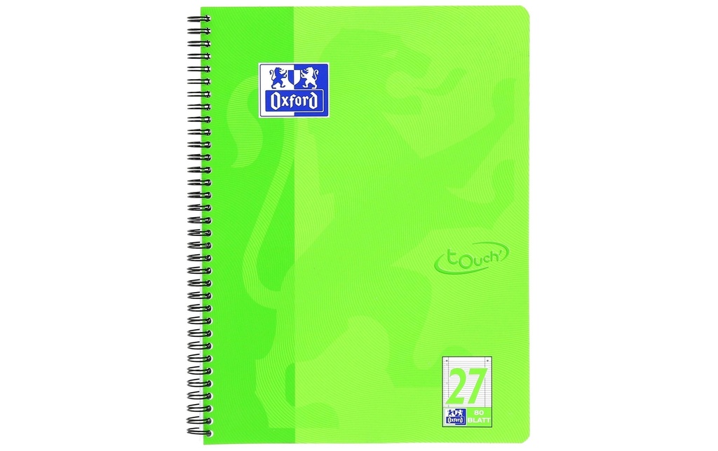 OXFORD Bloc collège Touch A4 L27 vert (160 pces)