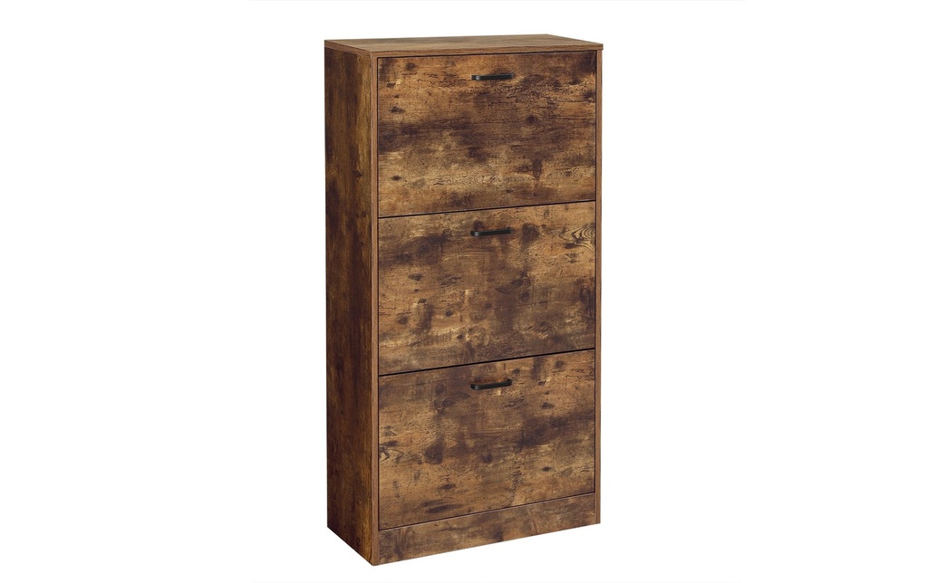 VASAGLE Armoire à chaussures avec 3 volets 60 x 120 cm, Brun