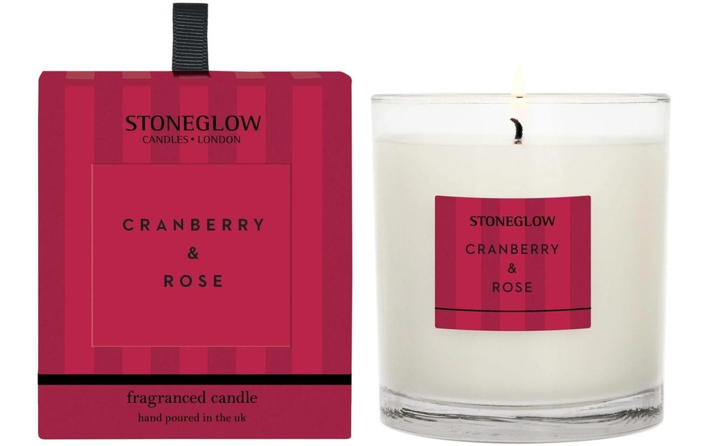Stoneglow Bougie parfumée Cranberry & Rose 220 g