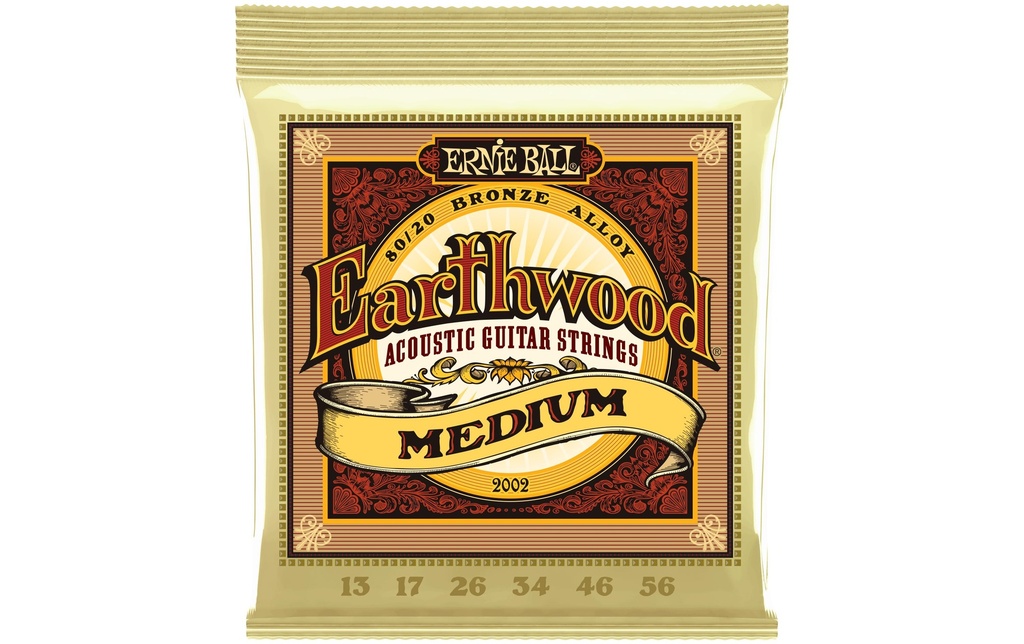 Ernie Ball Cordes de guitare 2002 Earthwood Bronze – Medium 13-56