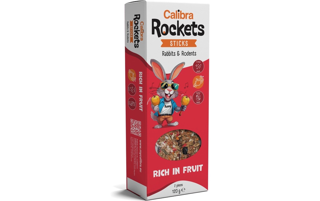 Calibra Collation Bâtonnets de fruits Lapin et rongeur 2 pièces