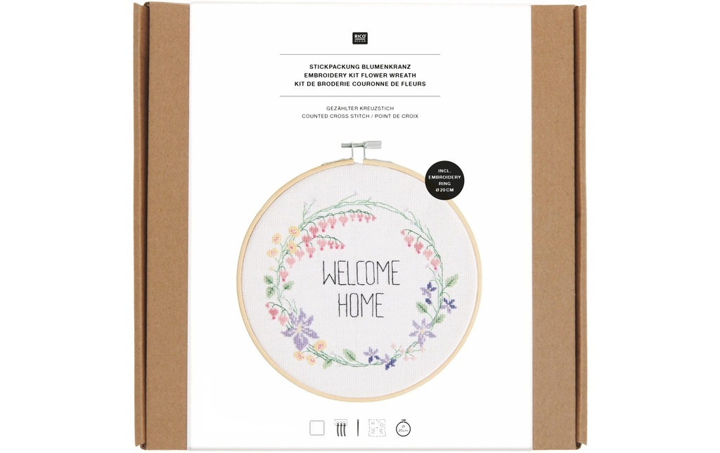 Rico Design Set de broderie Couronne de fleurs Ø 20 cm