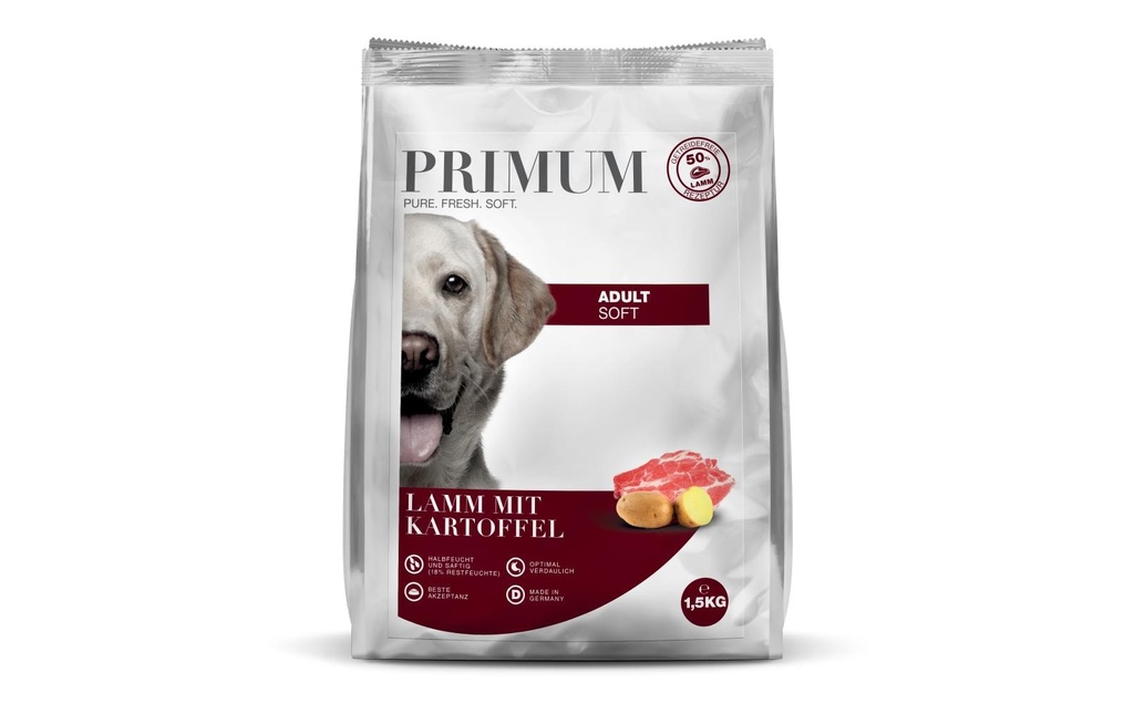 PRIMUM Aliments mi-humides pour animaux Adult agneau avec pomme de terre 1.5 kg