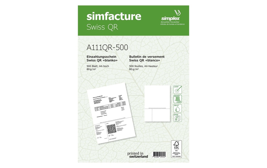 [266121000] SIMPLEX Simfacture Swiss QR A4 90g (1000 pces)