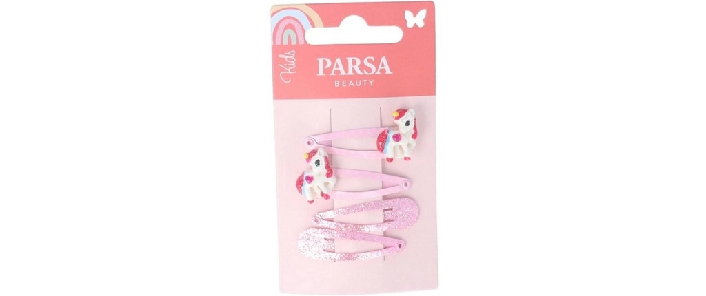 Parsa Beauty Clips à cheveux Kids, licorne et paillettes 4 pièces