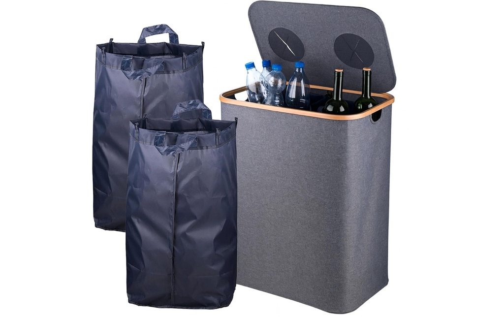 relaxdays Bacs de recyclage 140 L Gris