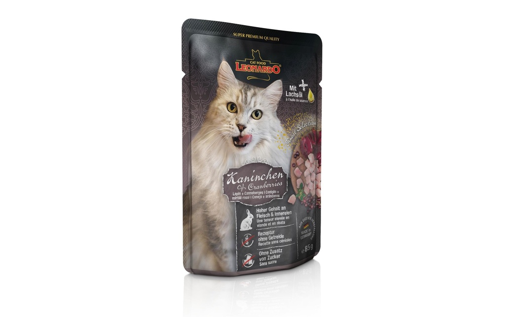 Leonardo Cat Food Alimentation humide Lapin & Cranberries, 85 g
