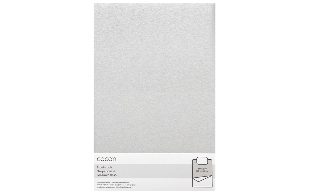 COCON Drap-housse Jersey 140-160 x 200 cm, Gris clair