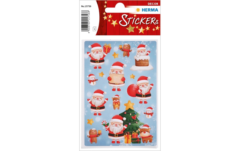 Herma Stickers Autocollants de Noël Père Noël 3 feuilles / 45 autocollants