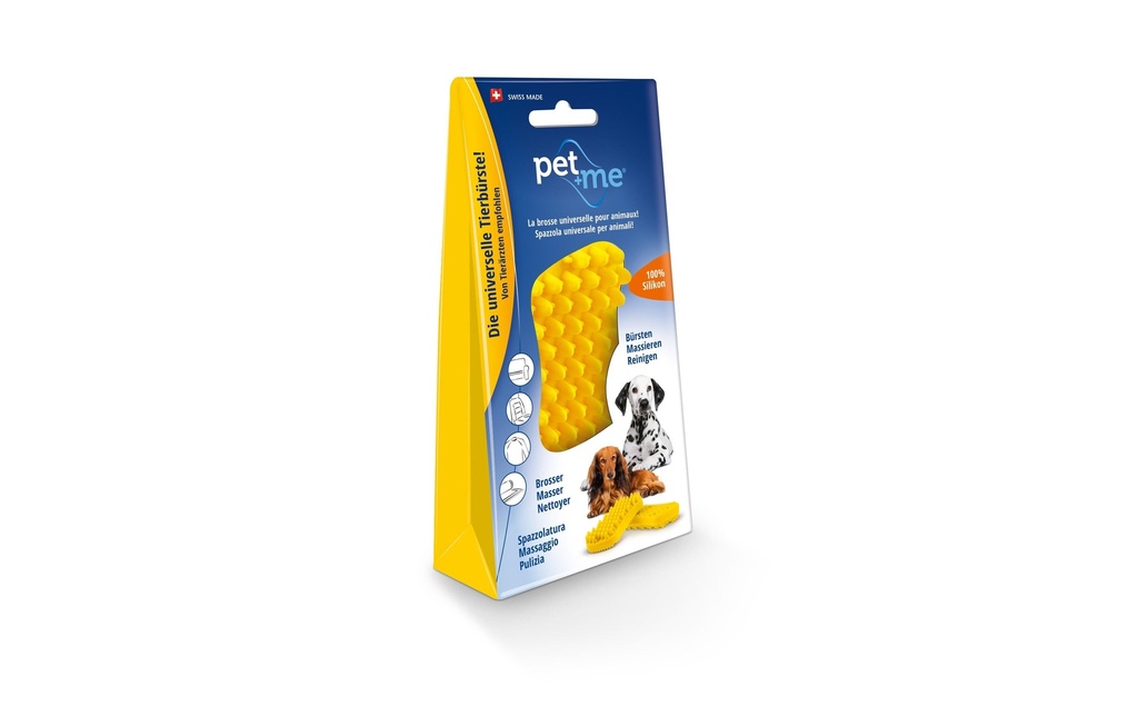 Pet+me Brosse de soins Moyen, jaune