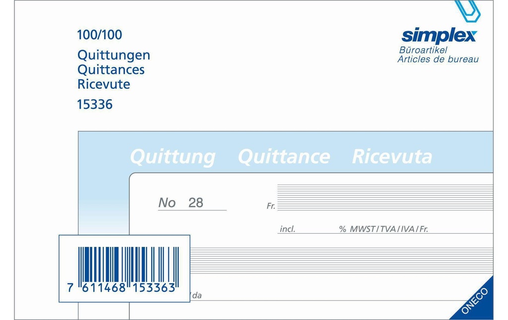 SIMPLEX Quittances A6 obl.100x2 d/f/i (100 pces)