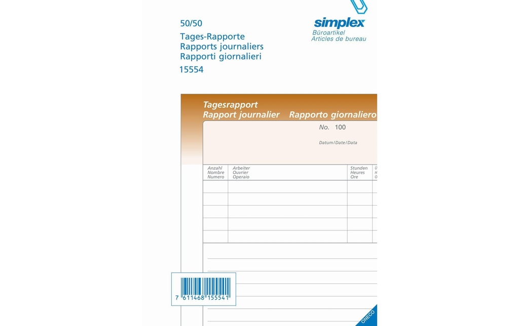 [266155540] SIMPLEX Rapport journal.A5 50x2 d/f/i (50 pces)