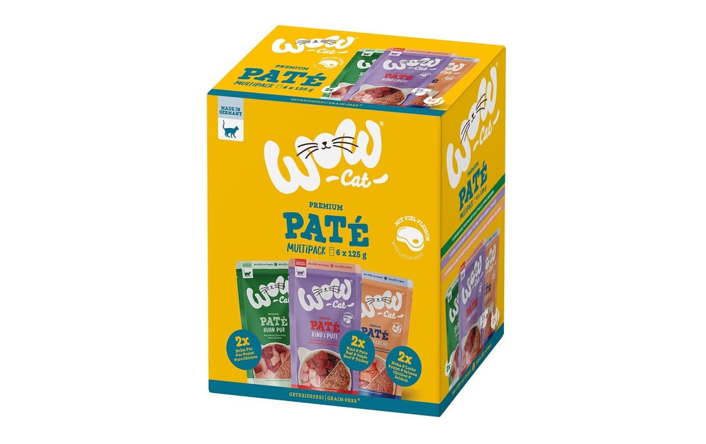 WOW Alimentation humide Premium Paté Multipack, 6 x 125 g