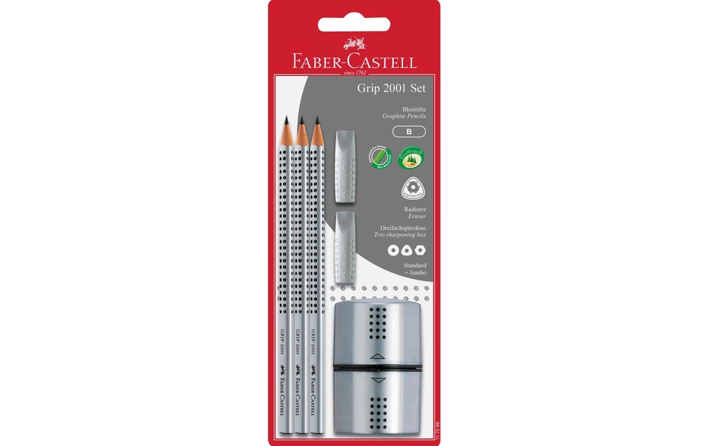 Faber-Castell Crayon Kit Grip 2001 B, 3 pièces