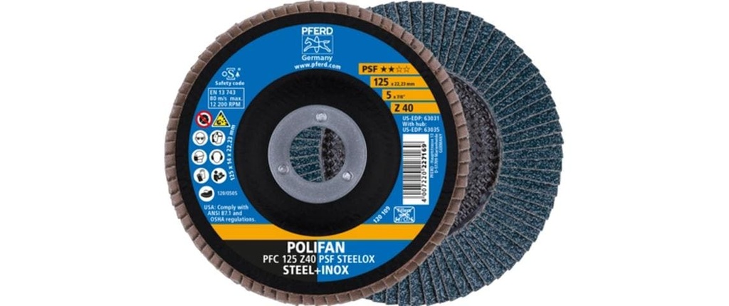 Pferd Disques à lamelles Polifan corindon zirconien PFC 125 x 22.23 mm Z60