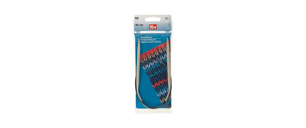 Prym Aiguille à tricoter circulaire Alu, gris 6 mm x 40 cm, 1 pièce