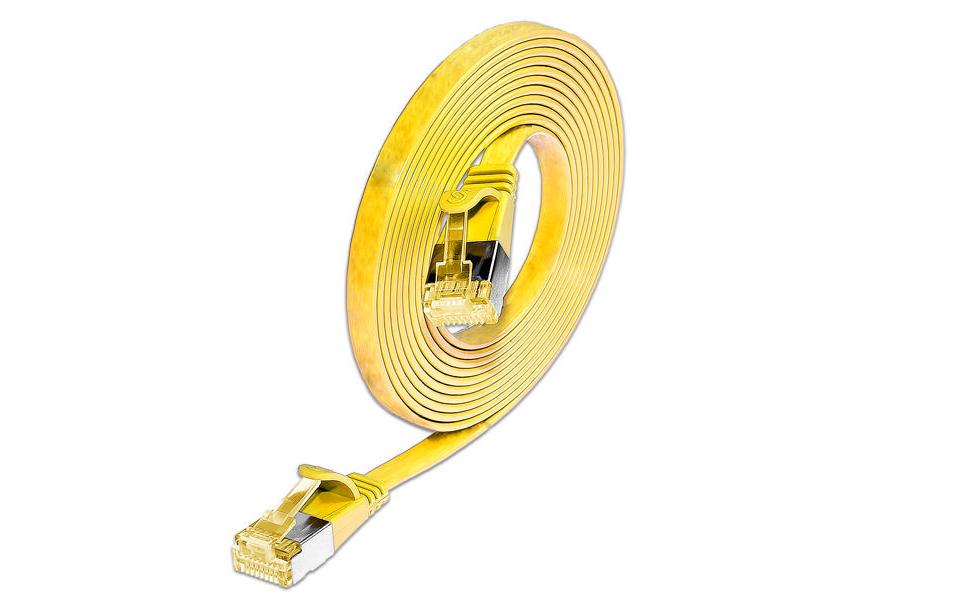 SLIM Câble patch slim  Cat 6A, U/FTP, 0.1 m, Jaune
